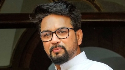 Union minister Anurag Thakur at Parliament House complex during Budget Session in New Delhi on Monday, (PTI) Union minister Anurag Thakur at Parliament House complex during Budget Session in New Delhi on Monday, (PTI)