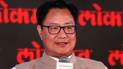 Union Minister for Law and Justice Kiren Rijiju speaks during the Lokmat National Conclave, in New Delhi, Tuesday, (PTI) Union Minister for Law and Justice Kiren Rijiju speaks during the Lokmat National Conclave, in New Delhi, Tuesday, (PTI)