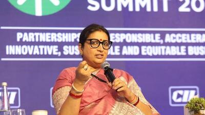 She also emphasised on transitioning female-led small scale enterprises to mid-size enterprises. (Twitter | Confederation of Indian Industry) She also emphasised on transitioning female-led small scale enterprises to mid-size enterprises. (Twitter | Confederation of Indian Industry)
