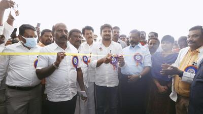 Tamil Nadu chief minister MK Stalin inaugurating auditorium in Ariyalur government medical college named after the student who died by suicide after failing Neet exam in 2017. (ANI) Tamil Nadu chief minister MK Stalin inaugurating auditorium in Ariyalur government medical college named after the student who died by suicide after failing Neet exam in 2017. (ANI)