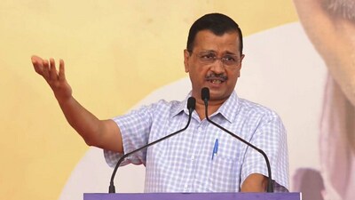 Delhi chief minister Arvind Kejriwal at a rally in Bhopal.