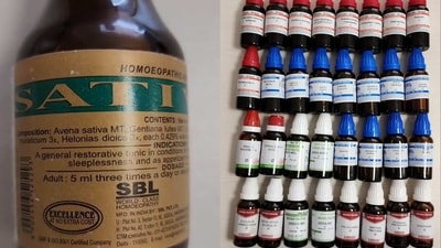 Image of homeopathic medicines showing alcohol amount. (@theliverdr)