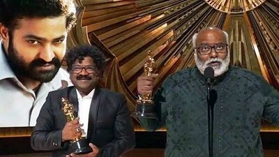 Los Angeles, Mar 13 (ANI): Music composer MM Keeravani and lyricist Chandrabose wins the Oscar for 'Orginal Song' for the movie RRR's power-packed song 'Naatu Naatu' at the 95th Academy Awards, in Los Angeles on Sunday. (ANI Photo) (RRR Movie ) Los Angeles, Mar 13 (ANI): Music composer MM Keeravani and lyricist Chandrabose wins the Oscar for 'Orginal Song' for the movie RRR's power-packed song 'Naatu Naatu' at the 95th Academy Awards, in Los Angeles on Sunday. (ANI Photo) (RRR Movie )