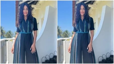 Mrunal decked up in nude eyeshadow, black kohl, mascara-laden eyelashes, contoured cheeks and a shade of nude lipstick as she sported her brightest smile during the photoshoot.&nbsp;&nbsp; (Instagram/@mrunalthakur)