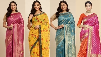 Sarees make for a graceful sartorial option.