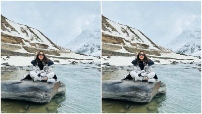 In tinted shades, open tresses and a broad smile, Sara posed for the pictures while soaking in the view of the mountains. (Instagram/@saraalikhan95) In tinted shades, open tresses and a broad smile, Sara posed for the pictures while soaking in the view of the mountains. (Instagram/@saraalikhan95)