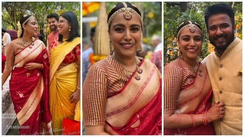 Swara Bhasker decked up like Telugu brides. Swara Bhasker decked up like Telugu brides.