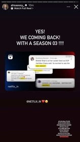 Ahsaas also shared the Netflix India announcement on her Instagram Story. Ahsaas also shared the Netflix India announcement on her Instagram Story.