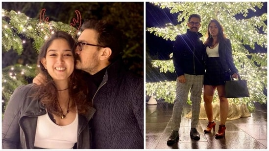 Ira Khan and Aamir Khan once went on a Christmas outing. While Aamir looked a dapper in a black jacket and check pants, Ira looked stunning in a white top and black skirt with a grey jacket. They posed for some candid photos together.&nbsp;