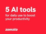 The image shows a part of the post shared by Zomato on LinkedIn involving ‘AI hacks’.