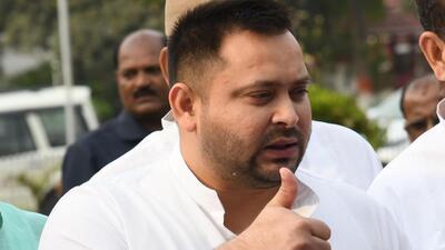 Bihar Deputy Chief Minister Tejashwi Yadav speaking with reporters during Budget Session outside of Bihar Assembly in Patna , Bihar. (HT File Photo/Santosh Kumar) Bihar Deputy Chief Minister Tejashwi Yadav speaking with reporters during Budget Session outside of Bihar Assembly in Patna , Bihar. (HT File Photo/Santosh Kumar)