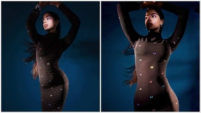 Khushi Kapoor, who is all set to make her Bollywood debut with Archies, recently stepped out looking bold and beautiful in a gorgeous black printed bodycon dress from the collection of ace Indian designer Manish Malhotra. (Instagram/@khushi05k) Khushi Kapoor, who is all set to make her Bollywood debut with Archies, recently stepped out looking bold and beautiful in a gorgeous black printed bodycon dress from the collection of ace Indian designer Manish Malhotra. (Instagram/@khushi05k)
