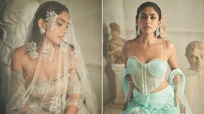 Mrunal Thakur in two beautiful lehengas serves the perfect wedding look for modern brides-to-be. (Instagram) Mrunal Thakur in two beautiful lehengas serves the perfect wedding look for modern brides-to-be. (Instagram)