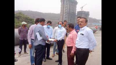 Officials on Wednesday visited Chandni Chowk project site to review work (HT PHOTO) Officials on Wednesday visited Chandni Chowk project site to review work (HT PHOTO)