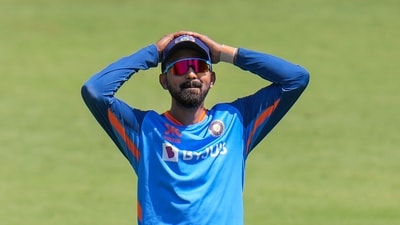 Indian cricketer KL Rahul during a practice session (PTI)