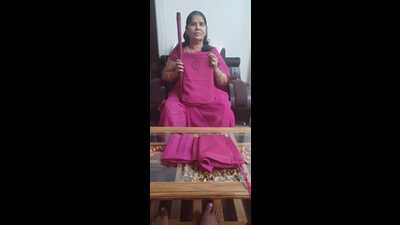 Sampat Pal withsari that she intends to send to the London Design Museum Sampat Pal withsari that she intends to send to the London Design Museum