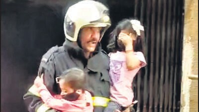 Thane, India - March, 15, 2023: Fire at jagruti society vittal nager mulund , in Mumbai, India, on,wednesday, March, 15, 2023. ( Praful Gangurde / HT Photo)