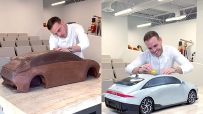 The image shows pastry chef Amaury Guichon making a mini car from chocolate. (Instagram/@amauryguichon) The image shows pastry chef Amaury Guichon making a mini car from chocolate. (Instagram/@amauryguichon)