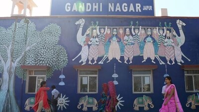 A view of Gandhinagar station, India’s only interstate train station run entirely by women. A view of Gandhinagar station, India’s only interstate train station run entirely by women.