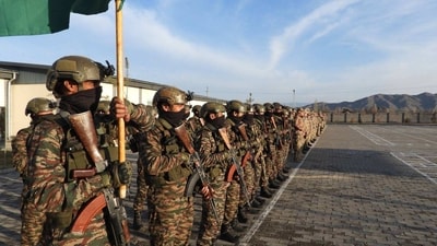 Indian forces as seen on the commencement day of the exercise on March 7 in the Central Asian country. (Twitter/@adgpi)