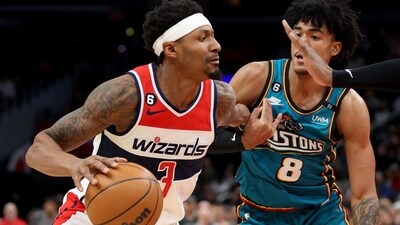Bradley Beal #3 of the Washington Wizards drives around Jared Rhoden #8 of the Detroit Pistons in the second half at Capital One Arena. (Getty Images via AFP) Bradley Beal #3 of the Washington Wizards drives around Jared Rhoden #8 of the Detroit Pistons in the second half at Capital One Arena. (Getty Images via AFP)