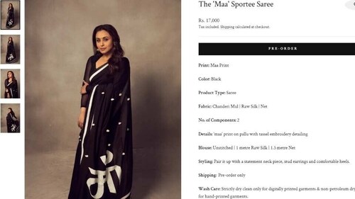 The price of the saree Rani Mukerji wore. (houseofmasaba.com)
