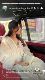 Samantha shared a picture of herself traveling in her car.