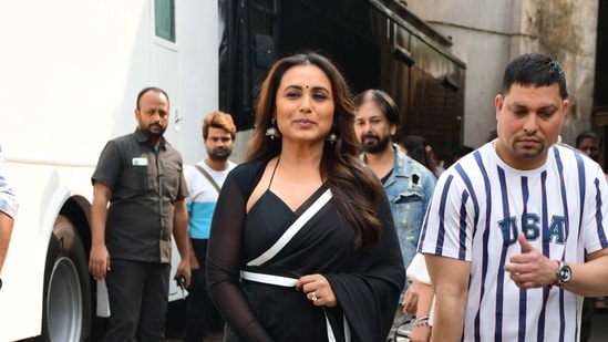 Rani Mukerji looks stunning in black saree as she promotes Mrs Chatterjee vs Norway.