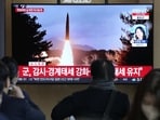A TV screen shows a file image of North Korea's missile launch during a news program at the Seoul Railway Station in Seoul, South Korea, A TV screen shows a file image of North Korea's missile launch during a news program at the Seoul Railway Station in Seoul, South Korea,
