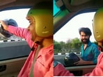 Man gives free helmet to biker on Lucknow expressway. 