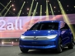 German carmaker Volkswagen presents its new electric ID. 2all model, an electric vehicle that costs less than 25,000 euros.