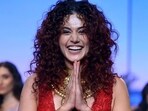 Taapsee Pannu presents a creation by designer Monisha Jaising during the Lakme Fashion Week x FDCI, in Mumbai. Taapsee Pannu presents a creation by designer Monisha Jaising during the Lakme Fashion Week x FDCI, in Mumbai.