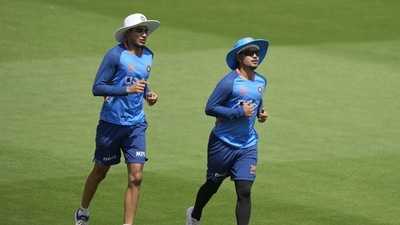 Ishan Kishan and Shubman Gill during a Team India training session. (AP) Ishan Kishan and Shubman Gill during a Team India training session. (AP)