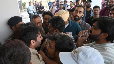 Members of the Students for Society protesting at UIET in Chandigarh on Thursday. (Ravi Kumar/ Hindustan Times)