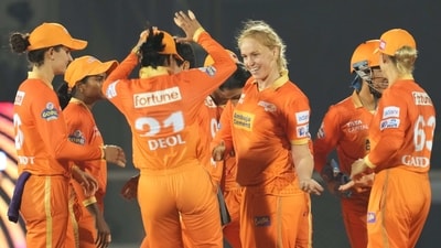 Kim Garth, Ashleigh Gardner and Tanuja Kanwar bagged two wickets each for Gujarat. (PTI) Kim Garth, Ashleigh Gardner and Tanuja Kanwar bagged two wickets each for Gujarat. (PTI)