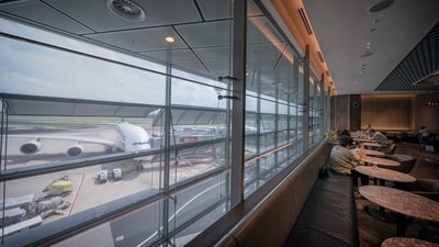 World's Best Airports: The airport view from the Singapore Airlines Ltd. Business Class SilverKris Lounge in Terminal 3 at Changi Airport in Singapore. (Bloomberg) World's Best Airports: The airport view from the Singapore Airlines Ltd. Business Class SilverKris Lounge in Terminal 3 at Changi Airport in Singapore. (Bloomberg)