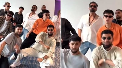 Suniel Shetty dances with Quick Style to his song Aankhon Mein Base Ho Tum.