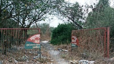 The broken gate of forest department tweeted by an activist (HT PHOTO) The broken gate of forest department tweeted by an activist (HT PHOTO)