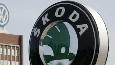 The logo of Skoda cars is seen.