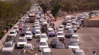 traffic jam near Film City in Noida on March 15. (PTIA) traffic jam near Film City in Noida on March 15. (PTIA)