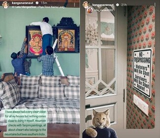 Kangana Ranaut shared a glimpse of her Mumbai home on Instagram Stories. Kangana Ranaut shared a glimpse of her Mumbai home on Instagram Stories.