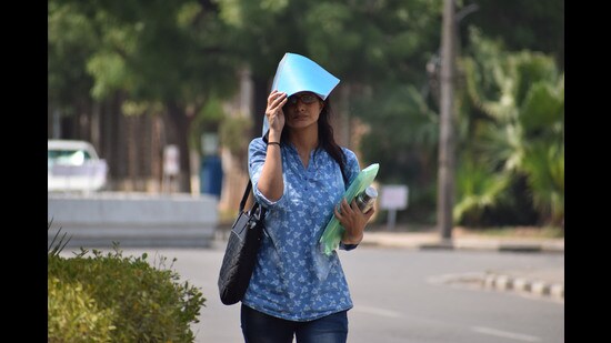 Chandigarh’s maximum temperature went up from 31.8°C on Wednesday to 31.9°C on Thursday, 4.4 degrees above normal, while the minimum temperature shot up from 15.3°C to 17.5°C, 5.1 degrees above normal. (HT Photo)