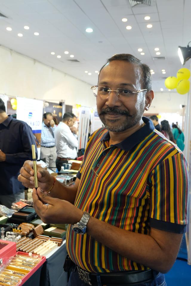 Vikas Surana, a pen collector, who lives in Hyderabad visited the show to add this vintage fountain pen, among others, to his collection of around 3,000. Surana likes pens with flexible nibs, which bring flair to ordinary writing and help in calligraphy. Surana’s favourite possession is over a century old and is still in working condition. “I don’t use it much,” he says. (Suhit Bombaywala) Vikas Surana, a pen collector, who lives in Hyderabad visited the show to add this vintage fountain pen, among others, to his collection of around 3,000. Surana likes pens with flexible nibs, which bring flair to ordinary writing and help in calligraphy. Surana’s favourite possession is over a century old and is still in working condition. “I don’t use it much,” he says. (Suhit Bombaywala)