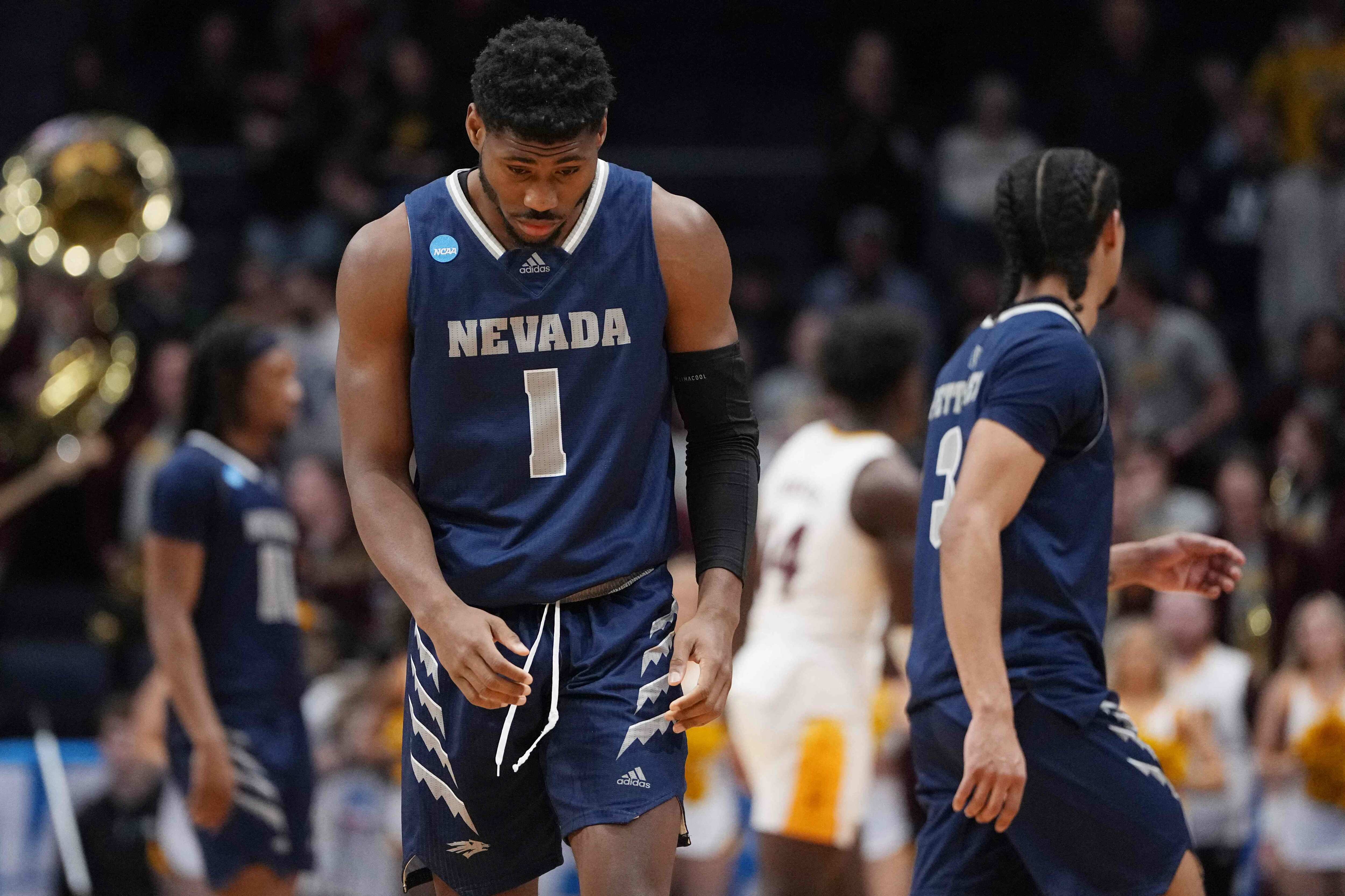 Tyler Powell #1 of the Nevada Wolf Pack reacts after being defeated by the Arizona State Sun Devils in the First Four game of the NCAA Men's Basketball Tournament at University of Dayton Arena. (Getty Images via AFP) Tyler Powell #1 of the Nevada Wolf Pack reacts after being defeated by the Arizona State Sun Devils in the First Four game of the NCAA Men's Basketball Tournament at University of Dayton Arena. (Getty Images via AFP)