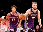 Domantas Sabonis #10 of the Sacramento Kings dribbles during the second half against the Brooklyn Nets at Barclays Center on March 16, 2023 in New York City. The Kings won 101-96.