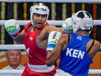 India's Shashi Chopra (red) in action during a match against Mwangi Teresiah of Kenya in the 63 kg category at the 2023 IBA Women's Boxing World Championships, in New Delhi. India's Shashi Chopra (red) in action during a match against Mwangi Teresiah of Kenya in the 63 kg category at the 2023 IBA Women's Boxing World Championships, in New Delhi.