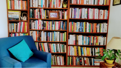 A home library. A home library.