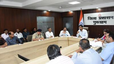 Deputy commissioner Nishant Kumar Yadav addresses a meeting regarding the Cow Protection Task Force at Mini Secretariat in Gurugram. (Parveen Kumar/HT Photo) Deputy commissioner Nishant Kumar Yadav addresses a meeting regarding the Cow Protection Task Force at Mini Secretariat in Gurugram. (Parveen Kumar/HT Photo)