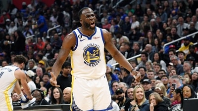 Draymond Green #23 of the Golden State Warriors reacts after receiving a technical foul during the first half against the Los Angeles Clippers at Crypto.com Arena. (Getty Images via AFP) Draymond Green #23 of the Golden State Warriors reacts after receiving a technical foul during the first half against the Los Angeles Clippers at Crypto.com Arena. (Getty Images via AFP)