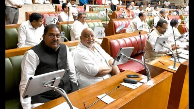 Indian National Lok Dal (INLD) legislator Abhay Singh Chautala in Haryana Vidhan Sabha in Chandigarh on Friday. (Keshav Singh/HT) Indian National Lok Dal (INLD) legislator Abhay Singh Chautala in Haryana Vidhan Sabha in Chandigarh on Friday. (Keshav Singh/HT)